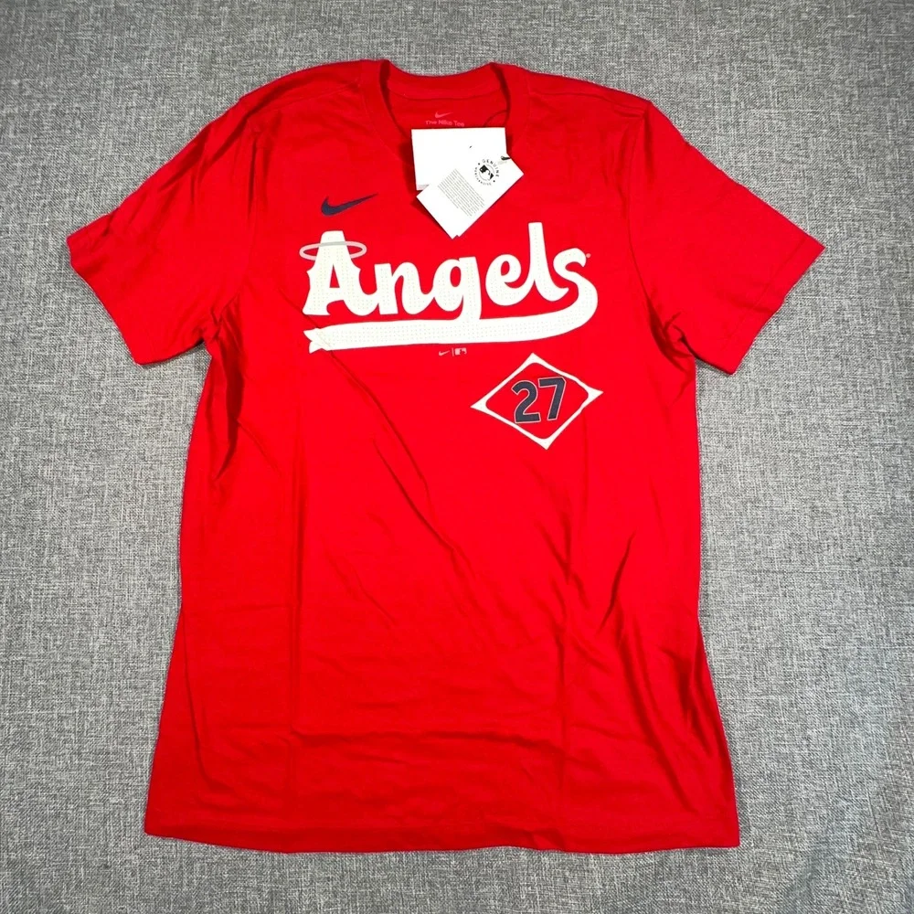Nike Mike Trout Los Angeles Angels City Connect Fuse T-Shirt Mens Medium Red NEW